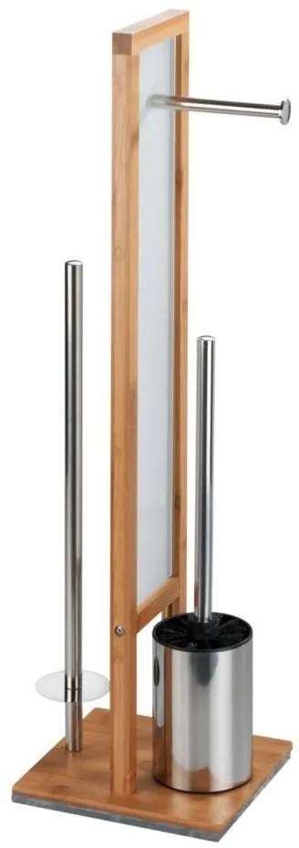 Perie WC cu suport hartie igienica RIVALTA, 3in1, Bambus, 70x23x18 cm, WENKO
