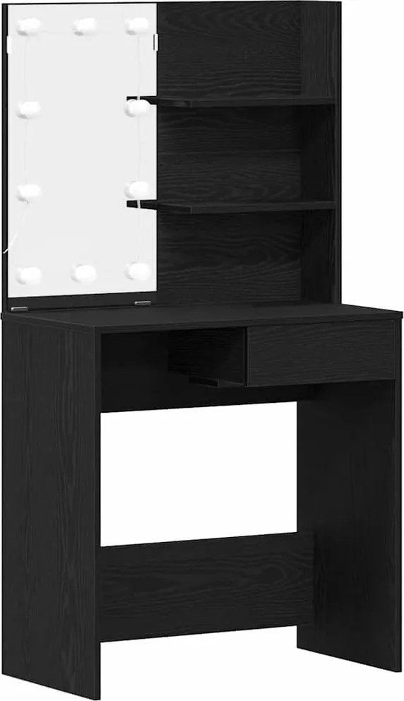vidaXL Masă de Machiaj Stejar Negru 74,5 x 40 x 141 cm Lemn compozit