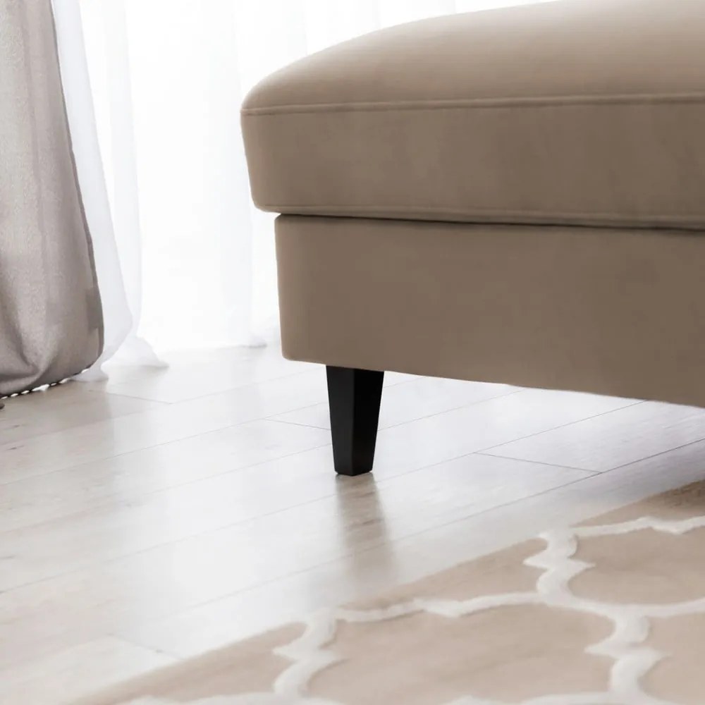 Colțar maro deschis extensibil/cu spațiu de depozitare cu tapițerie din catifea (cu colț pe partea stângă/cu șezlong) Foble – ELTAP