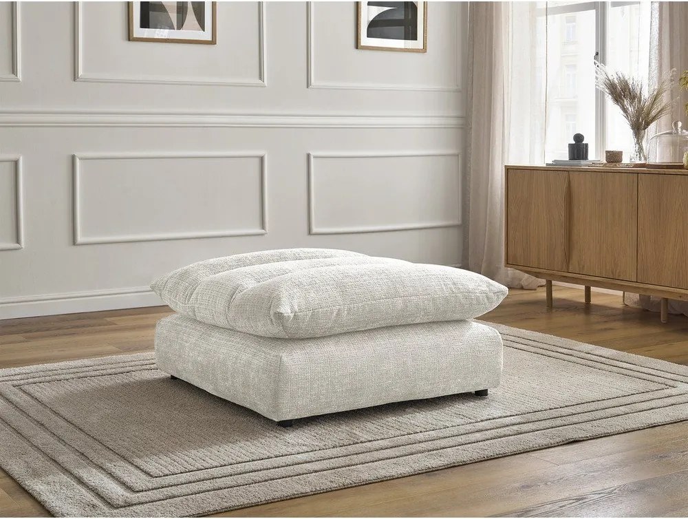 Taburet alb cu tapițerie din chenille Neil – Bobochic Paris