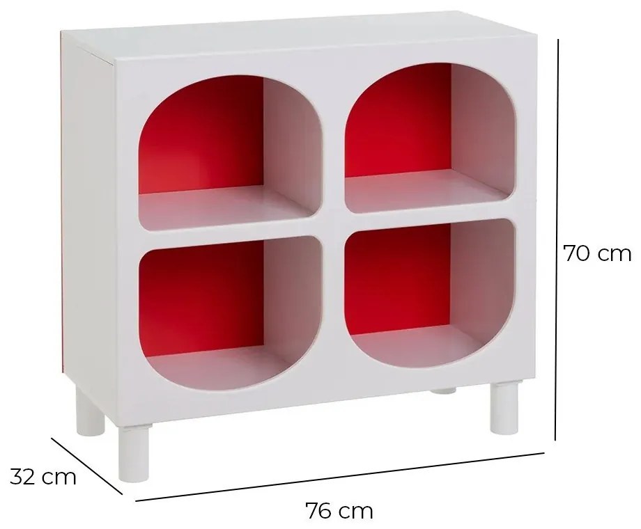 Bibliotecă roșie/albă 76x70 cm – Casa Selección