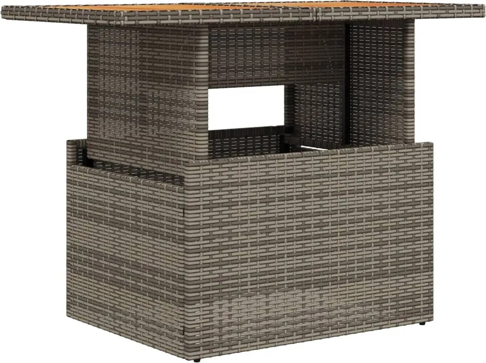 vidaXL Masă de grădină, gri, 100x55x73 cm, poliratan și lemn de acacia