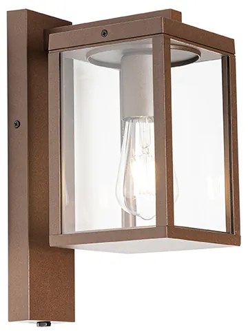 Lampa de perete exterioară maro ruginiu IP44 cu senzor de amurg - Charlois