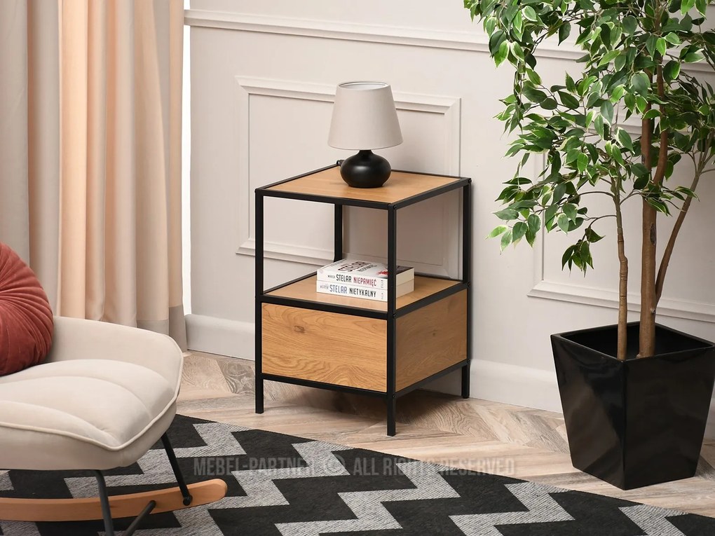 Noptieră Soren Ns (stejar + negru). Promo -11%. 1111719