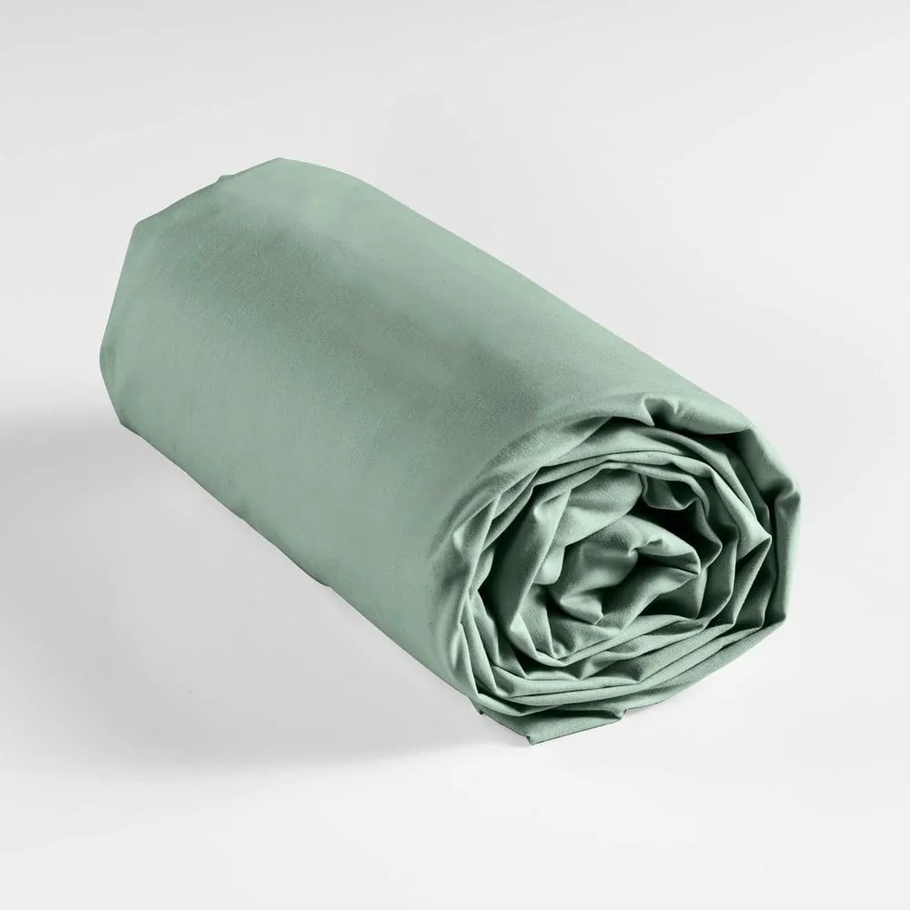 Cearceaf verde deschis din bumbac cu elastic 160x200 cm Lina – douceur d'intérieur