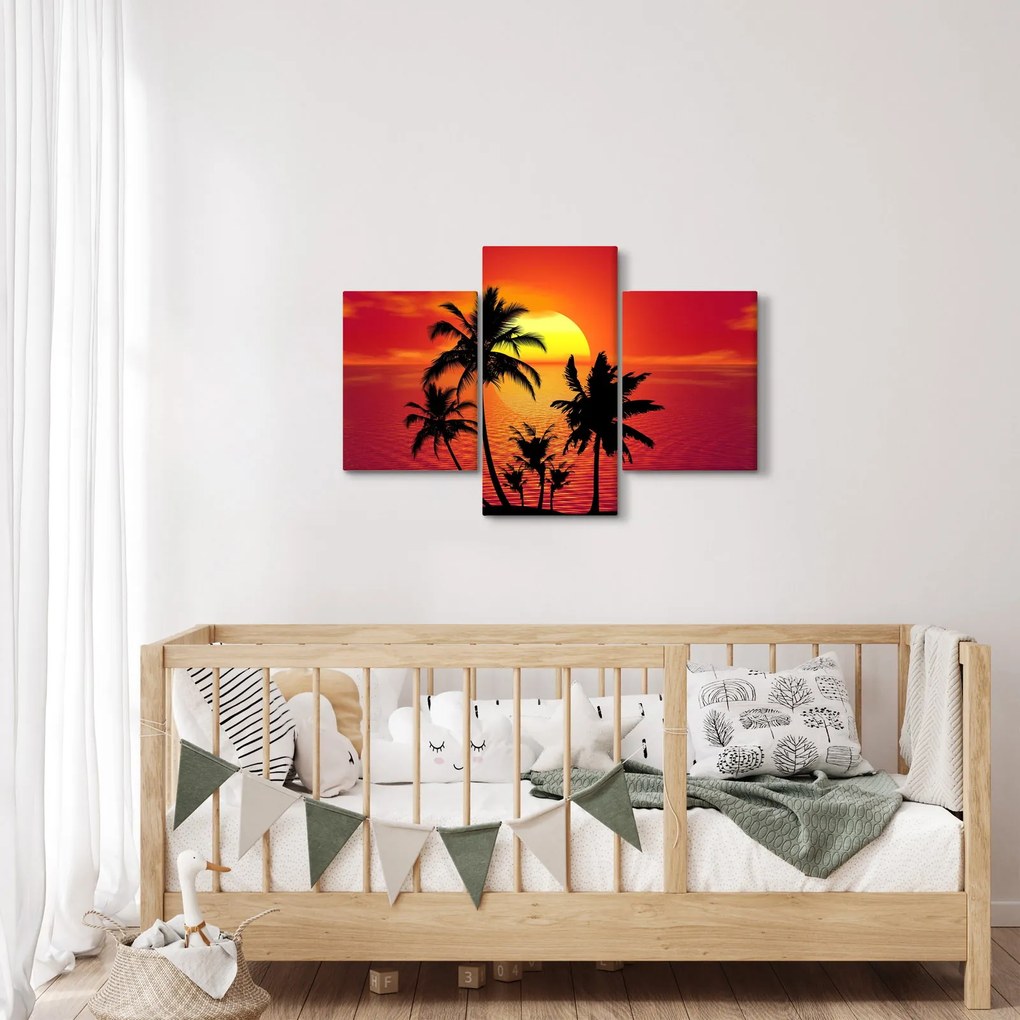 Tablou - Silueta insulei cu palmieri (90x60 cm)
