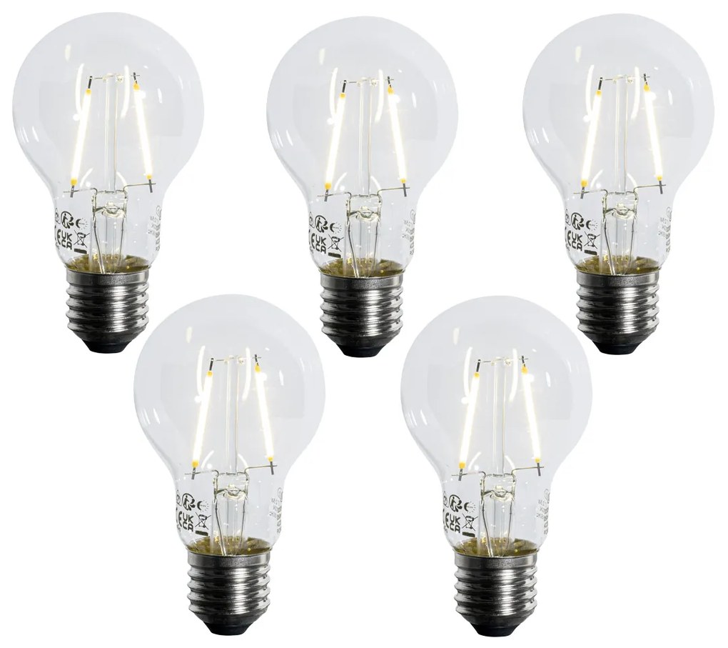 Set de 5 becuri LED E27 A60 cu senzor de amurg 2.5W 250 lm 3000K