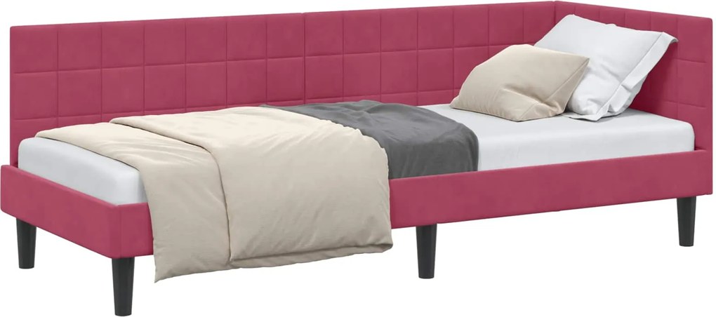 vidaXL Cadru de pat colțar Roșu Vin 80 cm x 200 cm Catifea