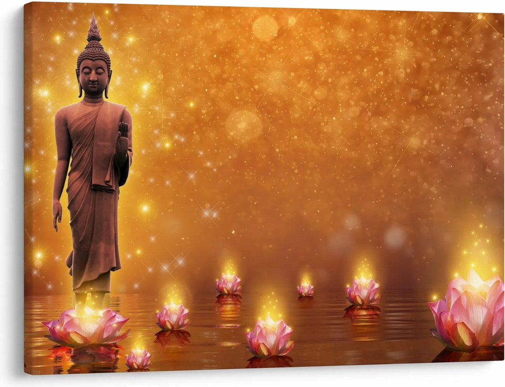 Tablou - Buddha în sclipici auriu (70x50 cm)