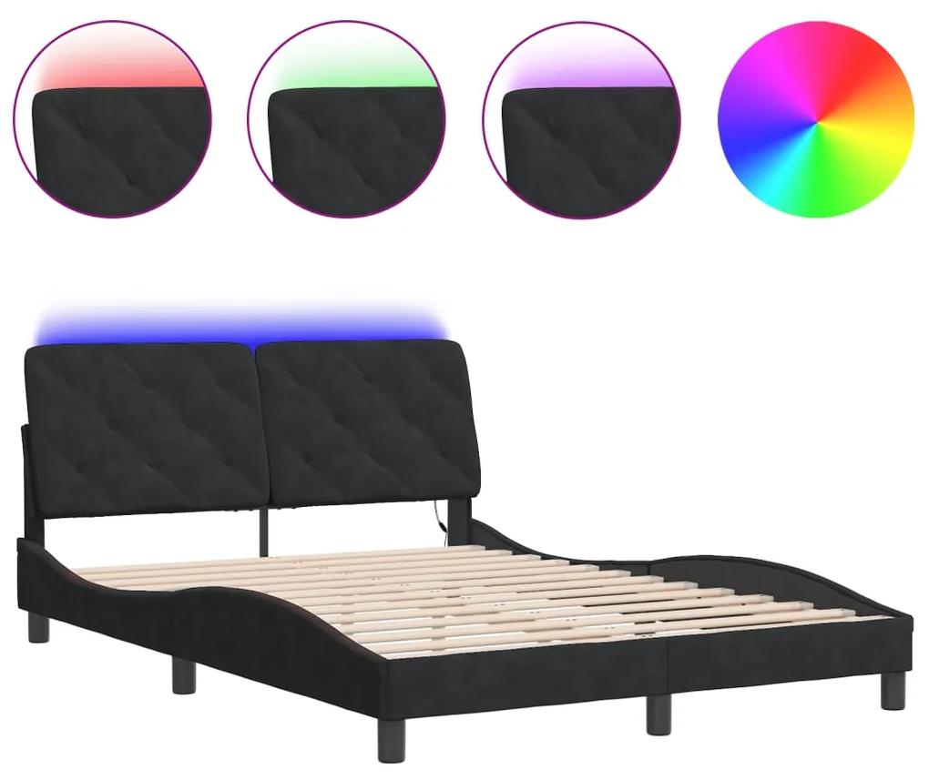 3213857 vidaXL Cadru de pat cu lumini LED, negru, 140x200 cm, catifea