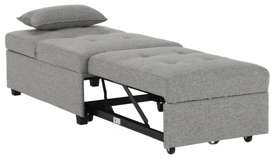 Fotoliu extensibil, material textil gri deschis, OKSIN
