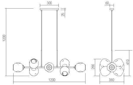 Lustră pe cablu PIERCE 6xE27/42W/230V auriu Redo 01-2619