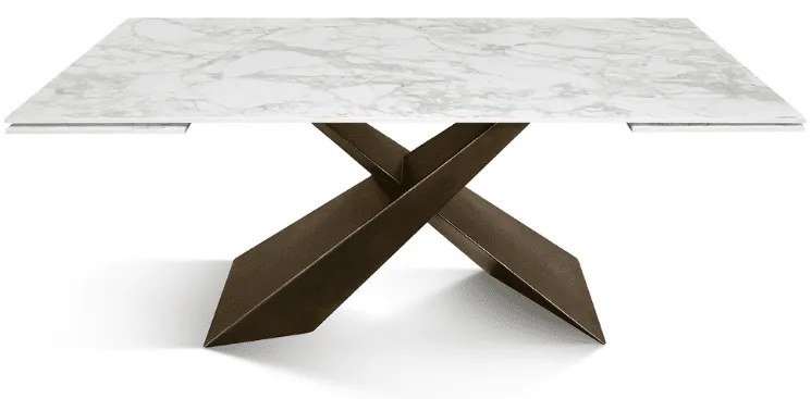 MIRABELLE-MASA BLAT DREPTUNGHIULAR CERAMICA ALB - PICIOR METALIC BRONZ 180 cm/90 cm