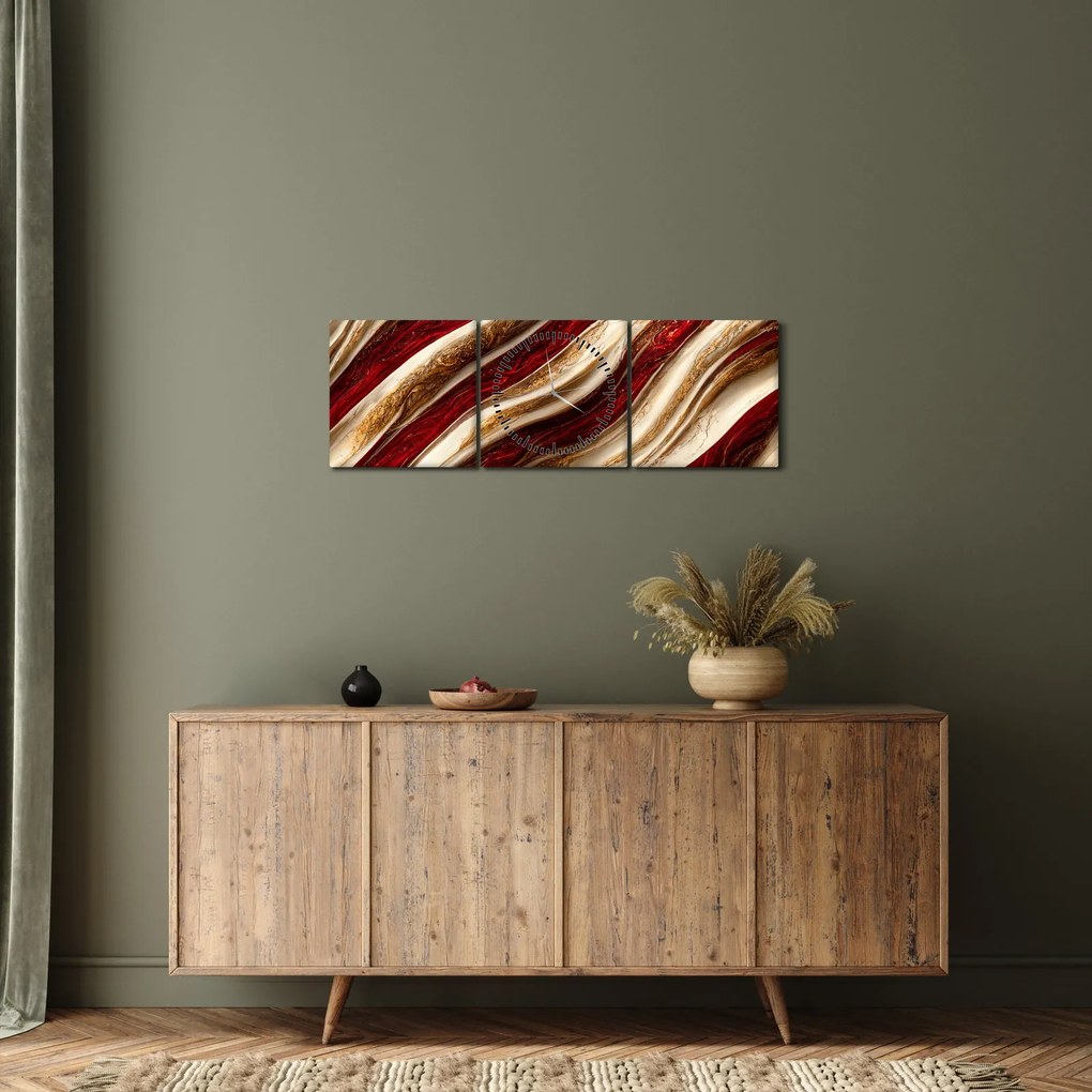 Tablou - Aur - textură albă (cu ceas) (90x30 cm)