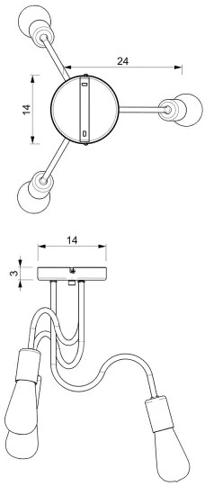 Lustră aplicată DOW 3xE27/60W/230V