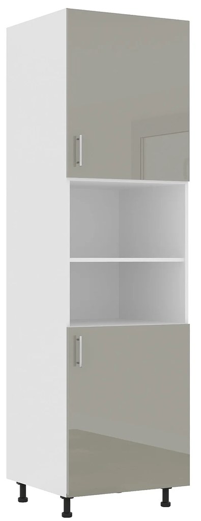 Corp Turn Karo, 2 Usi, cu spatiu cuptor, Gri Lucios/Alb, MDF, 60 x 57 x 210 cm