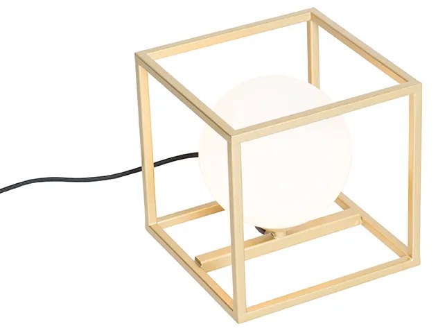 Lampa de masă de design aurie cu sticlă albă - Aniek