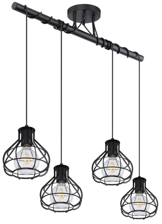 Lustra cu 4 pendule design modern Clastra negru 15388-4D GL