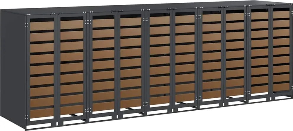 vidaXL Depozitare pentru 3 pubele Wheelie 340 x 77.5 x 115.5 cm Oțel