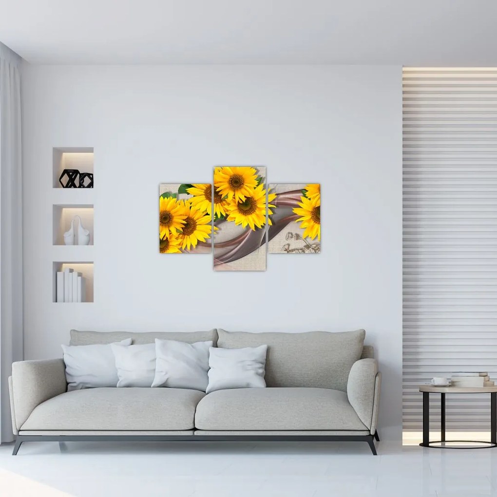 Tablou - Flori strălucitoare de floare soarelui (90x60 cm)