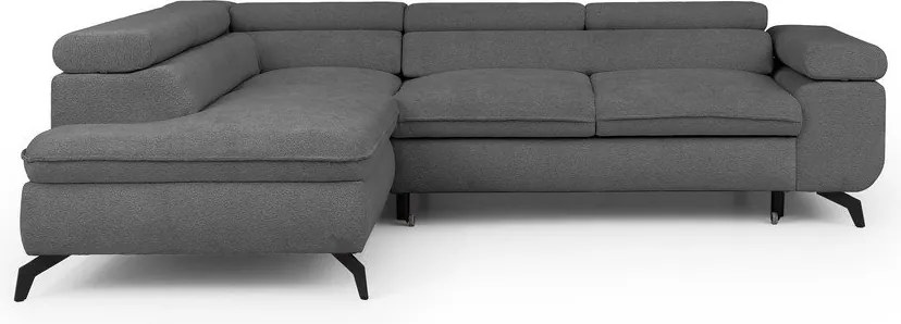 Colțar gri cu tapițerie din chenille (cu colț pe partea stângă/în formă de ”L”) Marbeya – Ropez