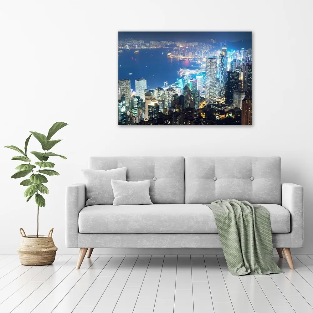 Print pe canvas Hong kong pe timp de noapte