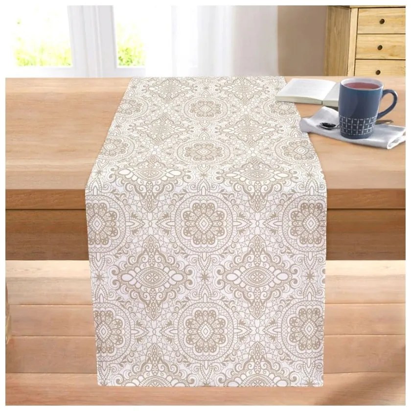 Napron de masă 40x130 cm Beige Mandala – Mila Home