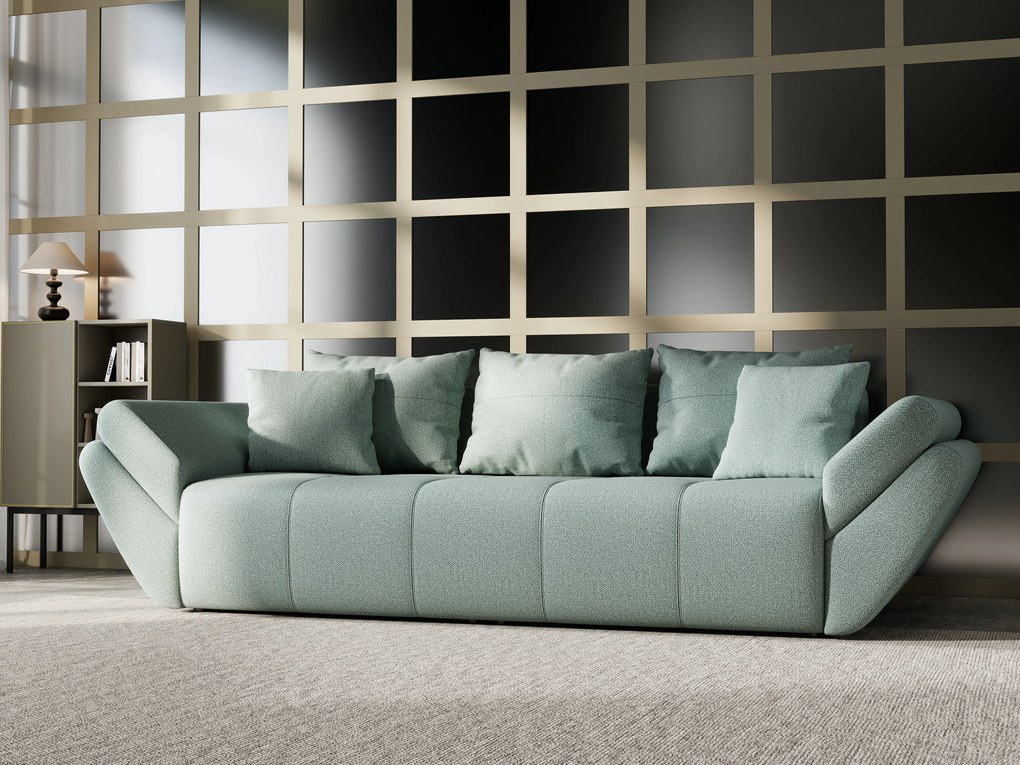 Canapea extensibilă dumonde cu ladă de depozitare si sezut confortabil din spuma high-density, Berlin Enjoy Mint 250x100 cm