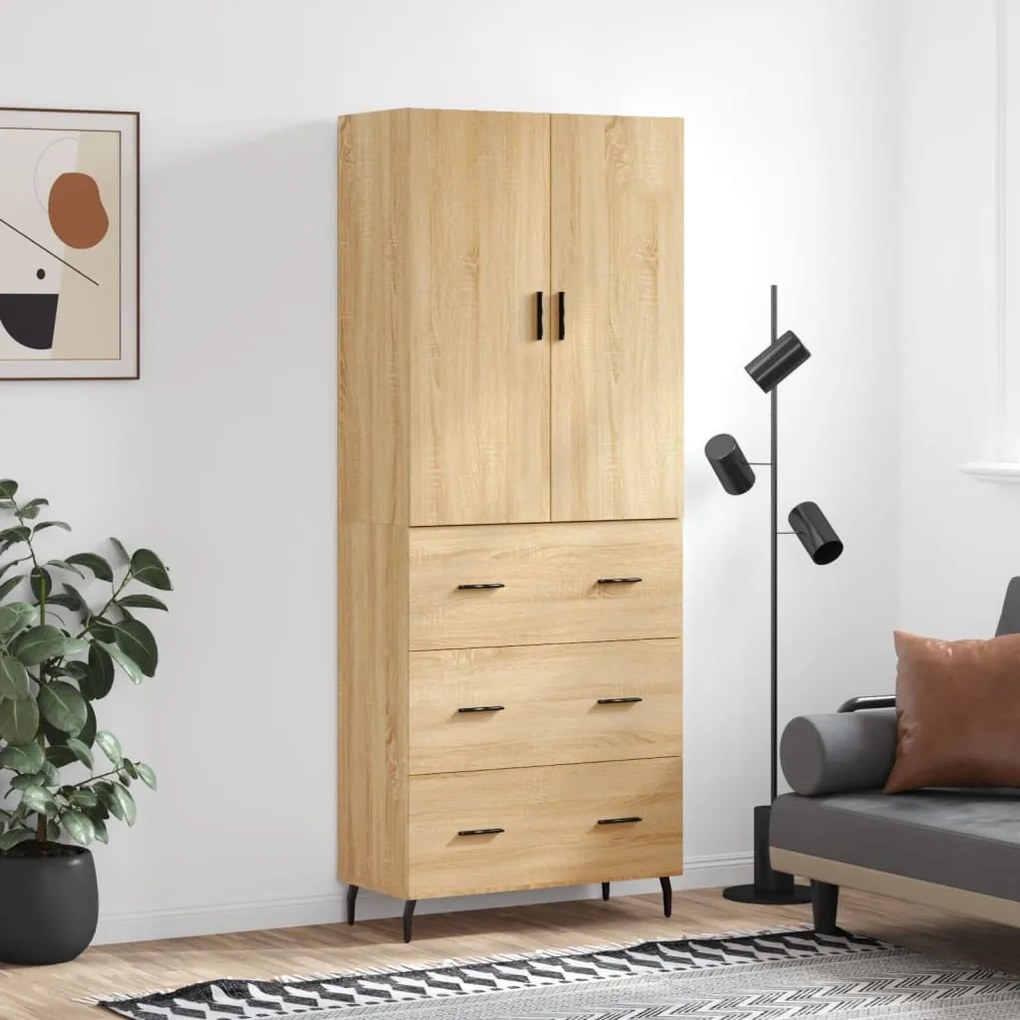vidaXL Dulap înalt, stejar sonoma, 69,5x34x180 cm, lemn compozit