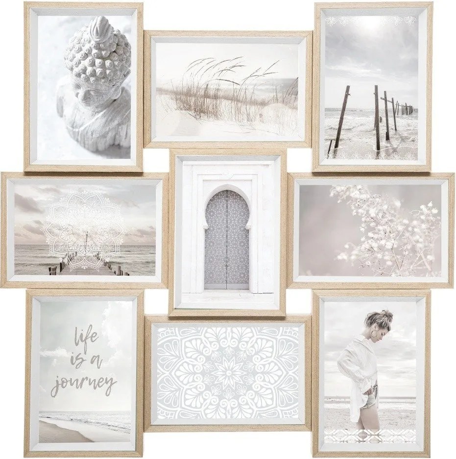 Rama foto Moly, pentru 9 fotografii, alb