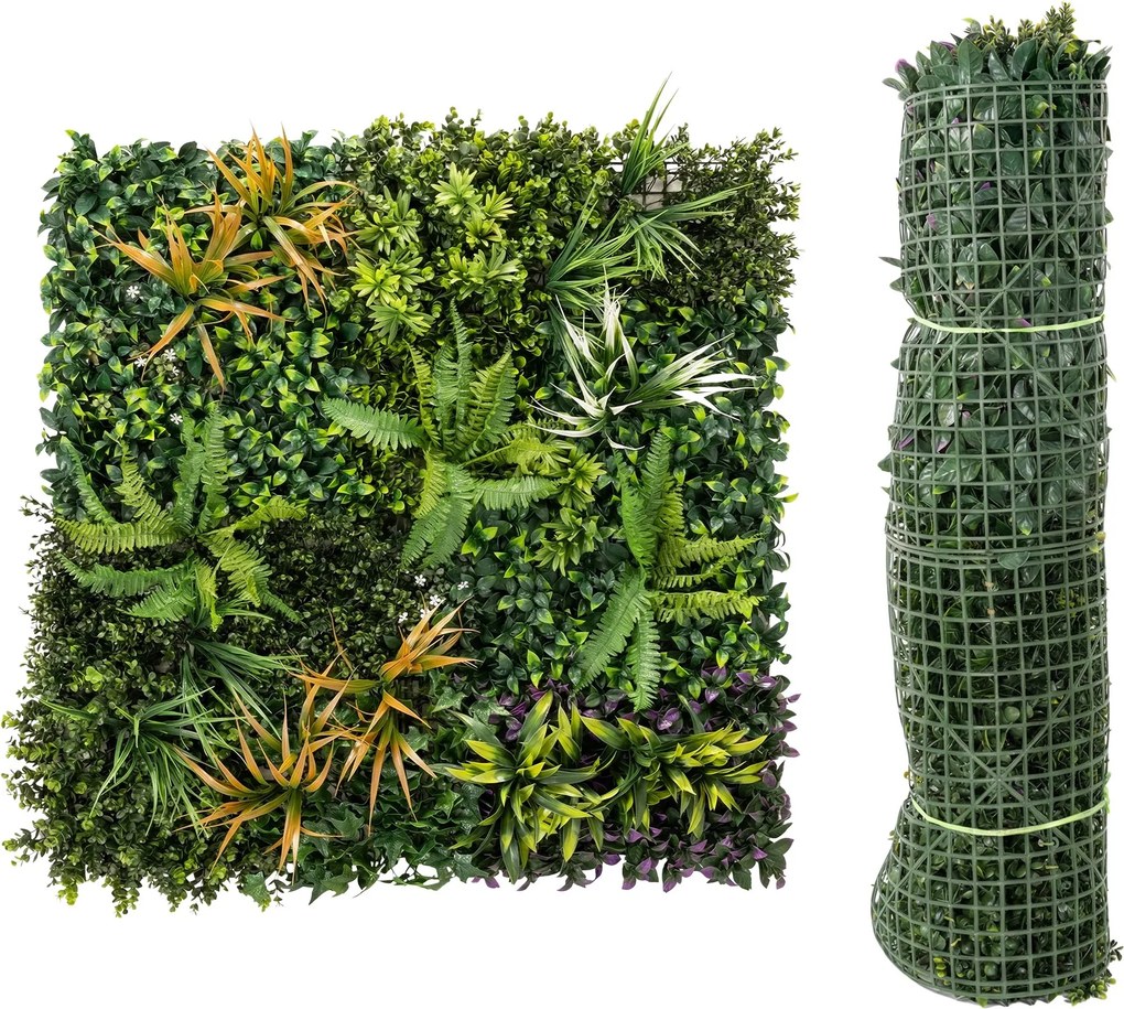 Outsunny Panouri perete iarbă, 100 x 100 cm decorațiune iarbă artificială cu legători, fundal verde | Aosom Romania