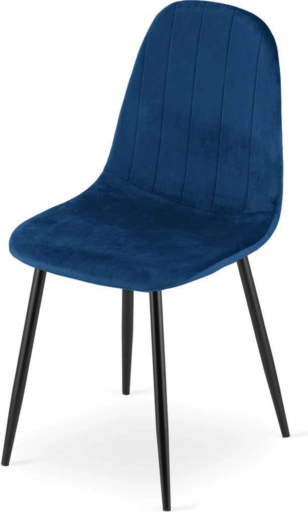 Scaun de masa PADVA VELVET cu picioare negre, albastru