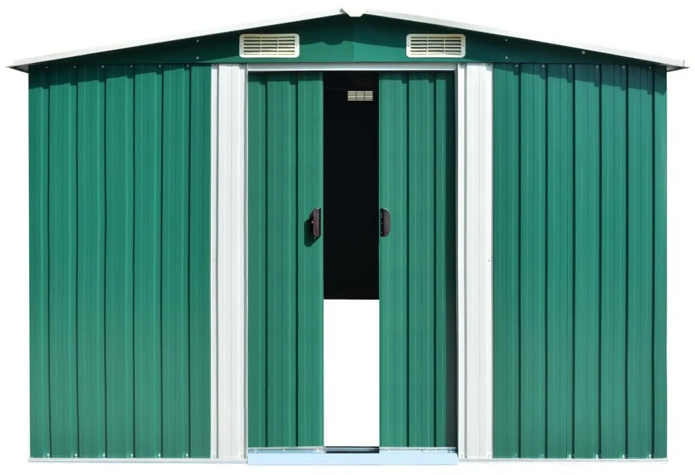 Sopron de gradina, verde, 257x779x181 cm, otel zincat