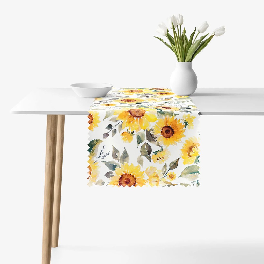 Goldea napron de masă teflonat - flori de floarea-soarelui 20x140 cm