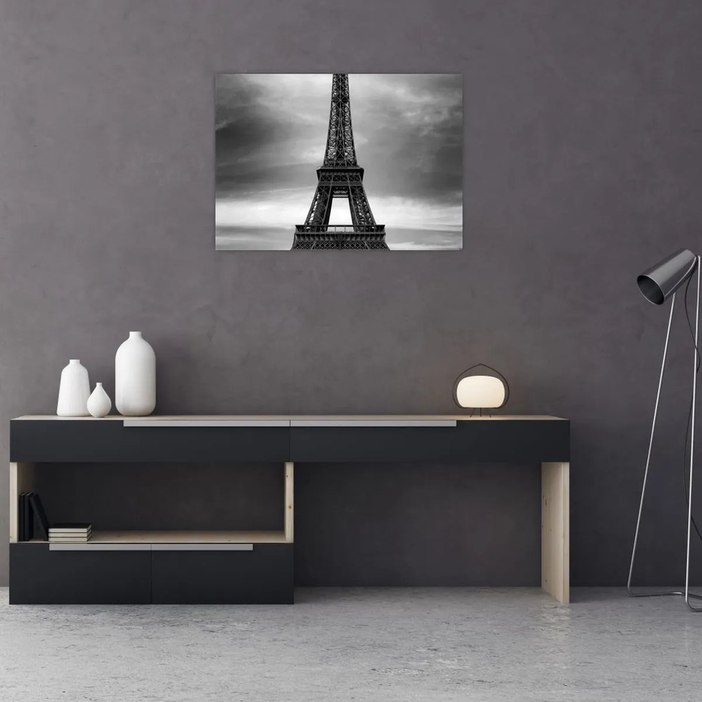 Tablou pe sticlă - Mașină roz în Paris (70x50 cm)