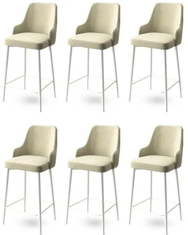 Set de scaune de bar Enox Cream and White, 6 buc.