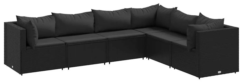 3308139 vidaXL Set mobilier de grădină cu perne, 6 piese, negru, poliratan