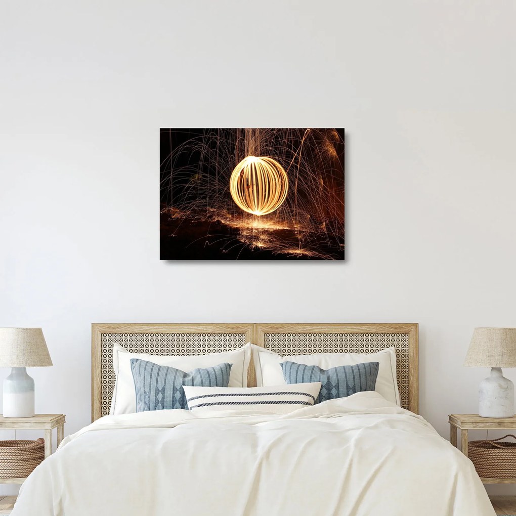Tablou pe sticlă cu bilă iluminată (70x50 cm)