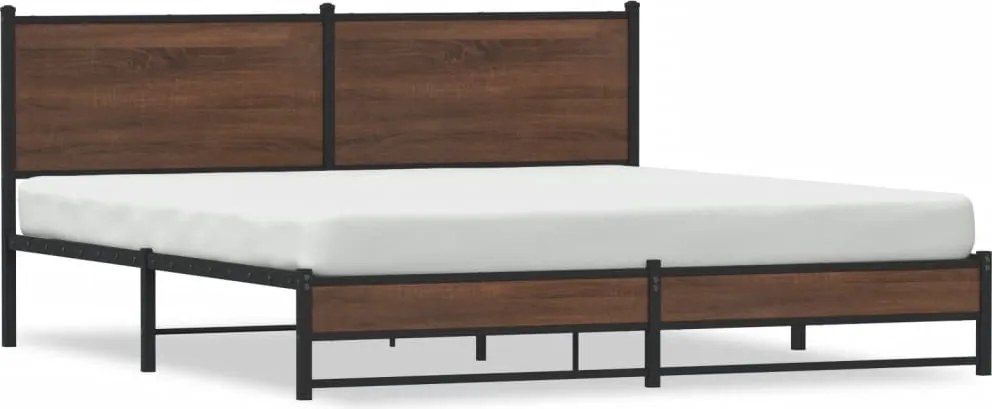 vidaXL Cadru de pat metalic fără saltea, stejar maro, 183x213 cm