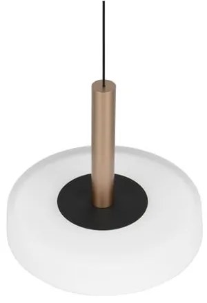 Lustră neagră-albă/aurie LED cu intensitate reglabilă cu abajur din sticlă ø 22 cm Celeste – Trio