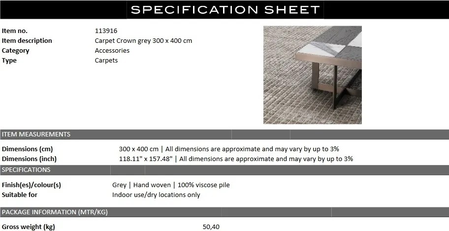 Covor design LUX Crown 300x400cm, gri 113916 HZ