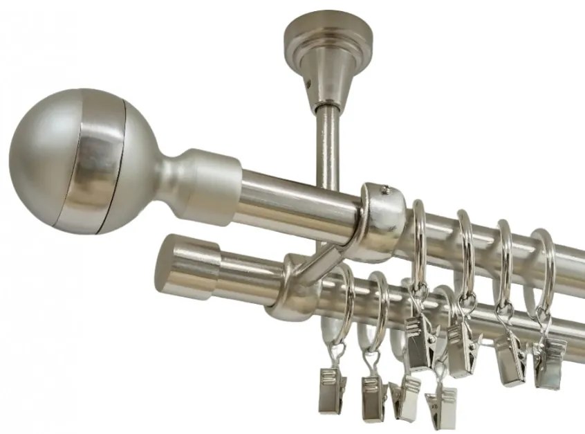 Galerie dubla james prindere tavan 19 mm inox (Alege marime: 320 cm)