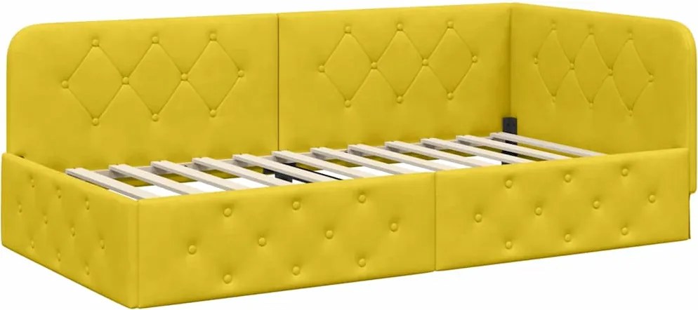 vidaXL Cadru de pat colțar Galben 90 x 200 cm Catifea
