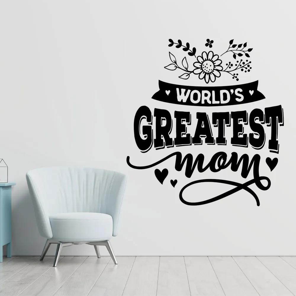 Sticker Mama "World's greatest mom", 50x47 cm, Negru, Oracal