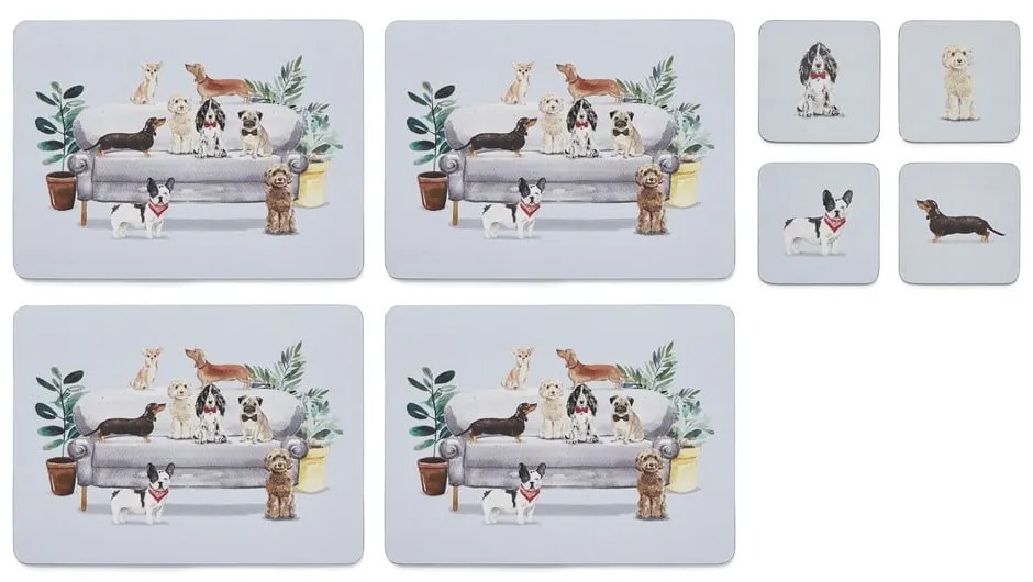 Set cu suporturi farfurii și coasters 8 buc. Curious Dogs – Cooksmart ®