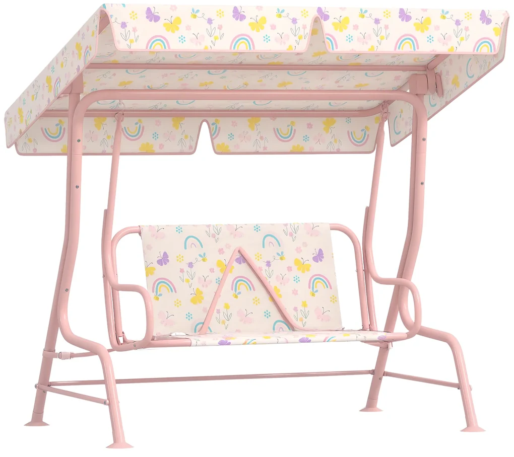 AIYAPLAY Leagăn pentru Copii cu Copertină Reglabilă și Centură de Siguranță, 120x112x75 cm, Roz | Aosom Romania