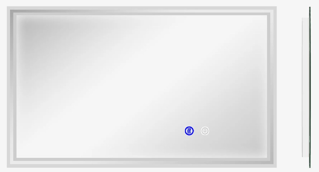 kleankin Miroir de salle de bain rectangulaire mural lumineux LED horizontal ou vertical, 100 x 60 cm | Aosom Romania