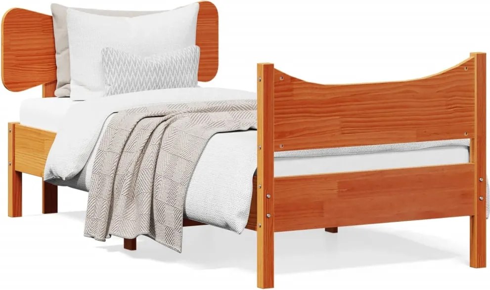 vidaXL Pat de zi fără saltea, maro ceruit, 90x200 cm, lemn masiv pin