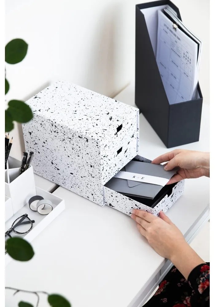 Cutie cu 3 sertare Bigso Box of Sweden Ingrid, alb-negru