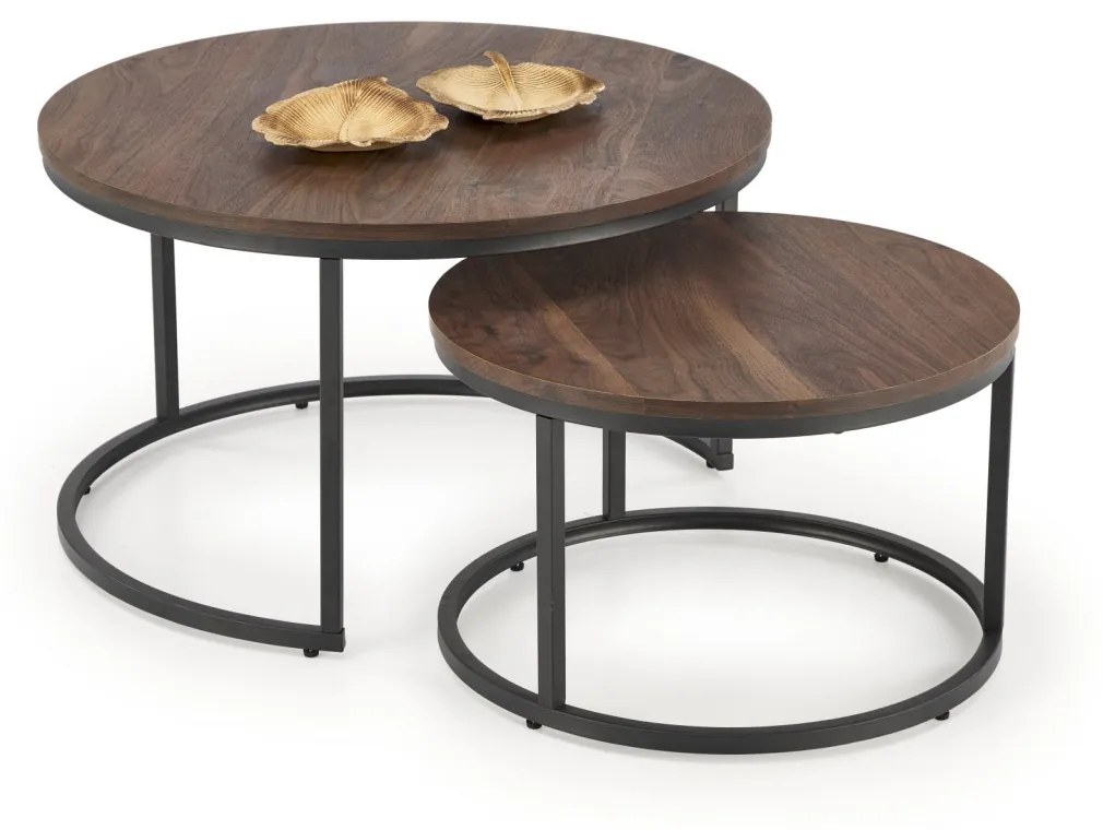 Set 2 mese de cafea Java nuc/negru